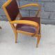 Paire de fauteuil bridge en skaï marron années 50