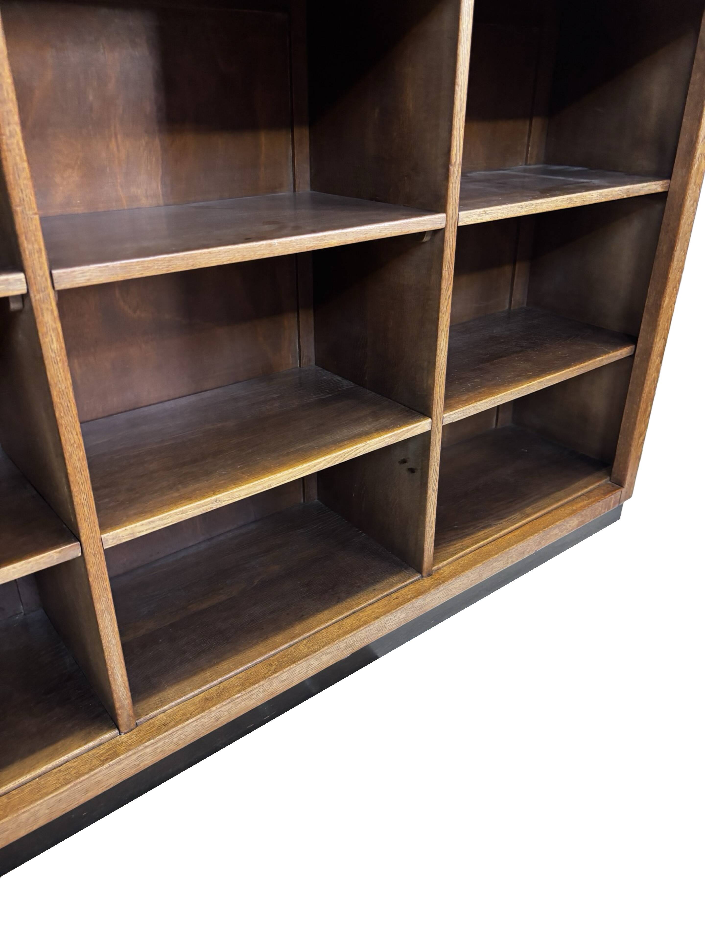 Art Deco XL Wall Cabinet Bookcase 1930s Oak Open Cabinet The Netherlands