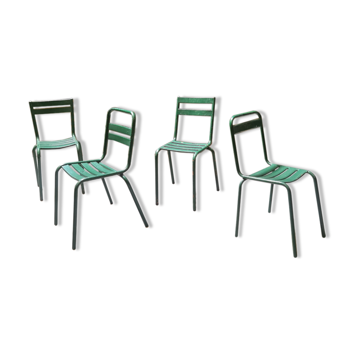Set of 4 Metal terrace chairs Tolix T1 T2 and Fermob