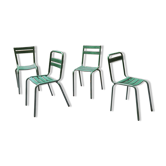 Lot de 4 chaises de terrasse métalliques Tolix T1 T2 et Fermob