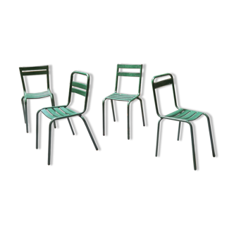 Set of 4 Metal terrace chairs Tolix T1 T2 and Fermob