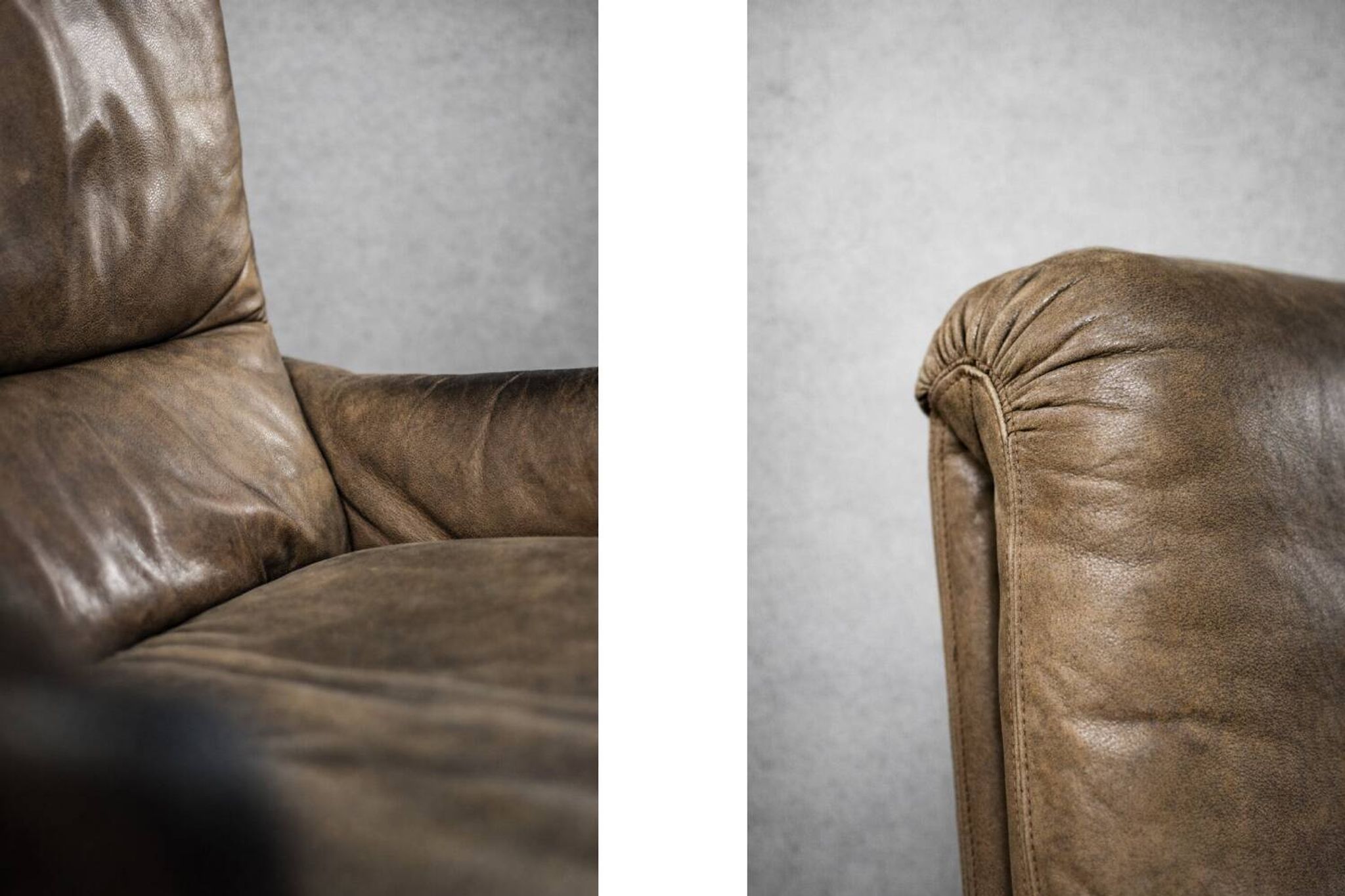 Vintage Mid-Century German Modern Leather Lounge Swivel Chair, 1960s