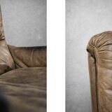 Vintage Mid-Century German Modern Leather Lounge Swivel Chair, 1960s