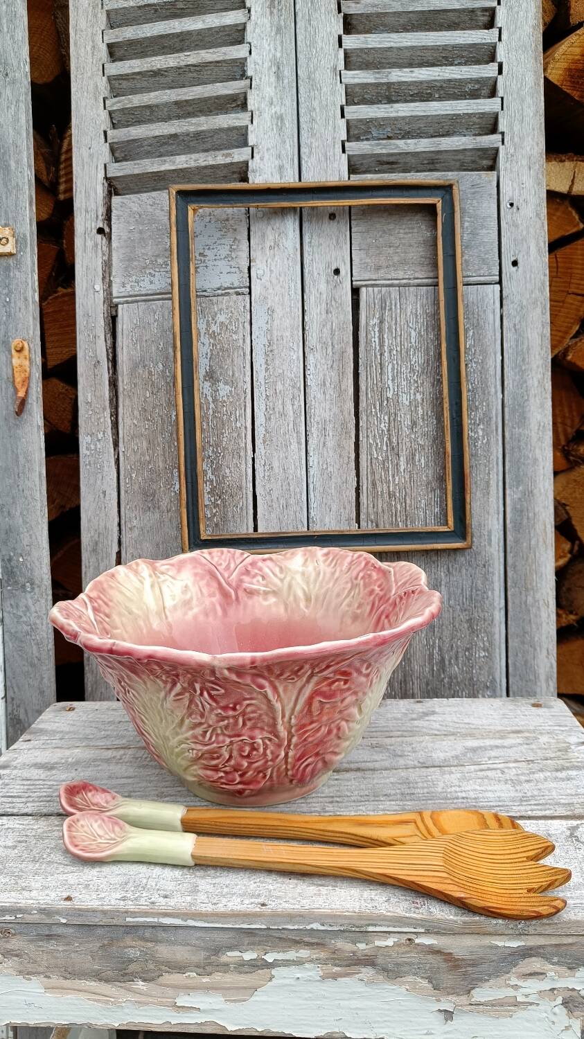 Pink cabbage slip salad bowl