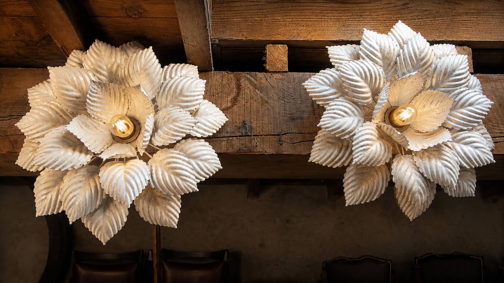 A pair of large vintage Italian design wall sconces.