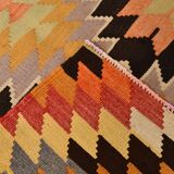 180x218Cm Geometric Style Kilim Rug, 6x7 Rugged Carpet