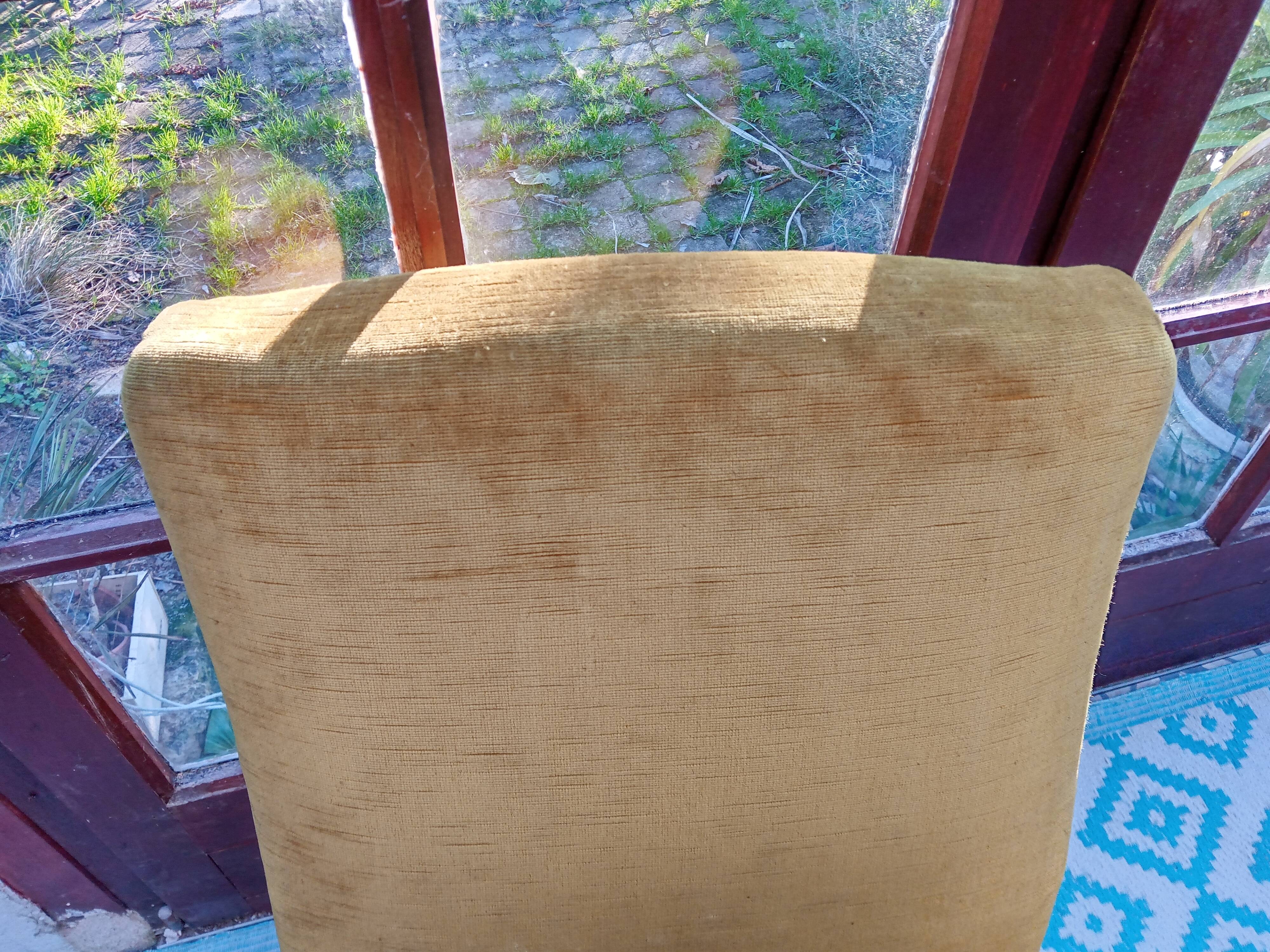 Fauteuil rapaud en velours moutarde