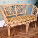 Vintage rattan bench