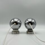 60s lamp set Reggiani Eyeball  chromed globe wall lamps - space age desk lamps