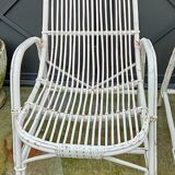 Set of 3 rattan armchairs from the 1970s