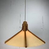 Midcentury teak and perkament pendant by Temde Leuchten, 1970s