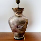 Grote gepatineerde glassen tafellamp van Laque Line jaren 1970