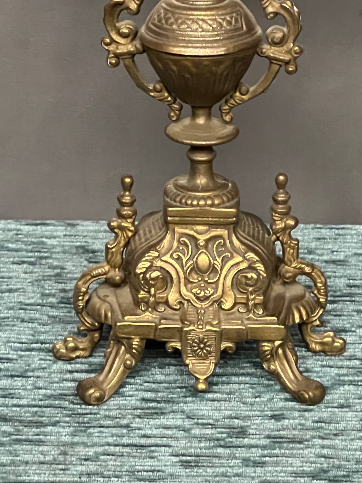 Pair of Renaissance style candlesticks. Solid bronze.