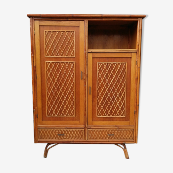 Armoire en rotin des années 70