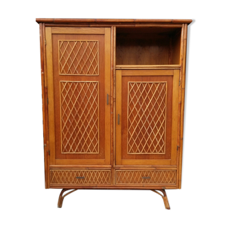 Armoire en rotin des années 70