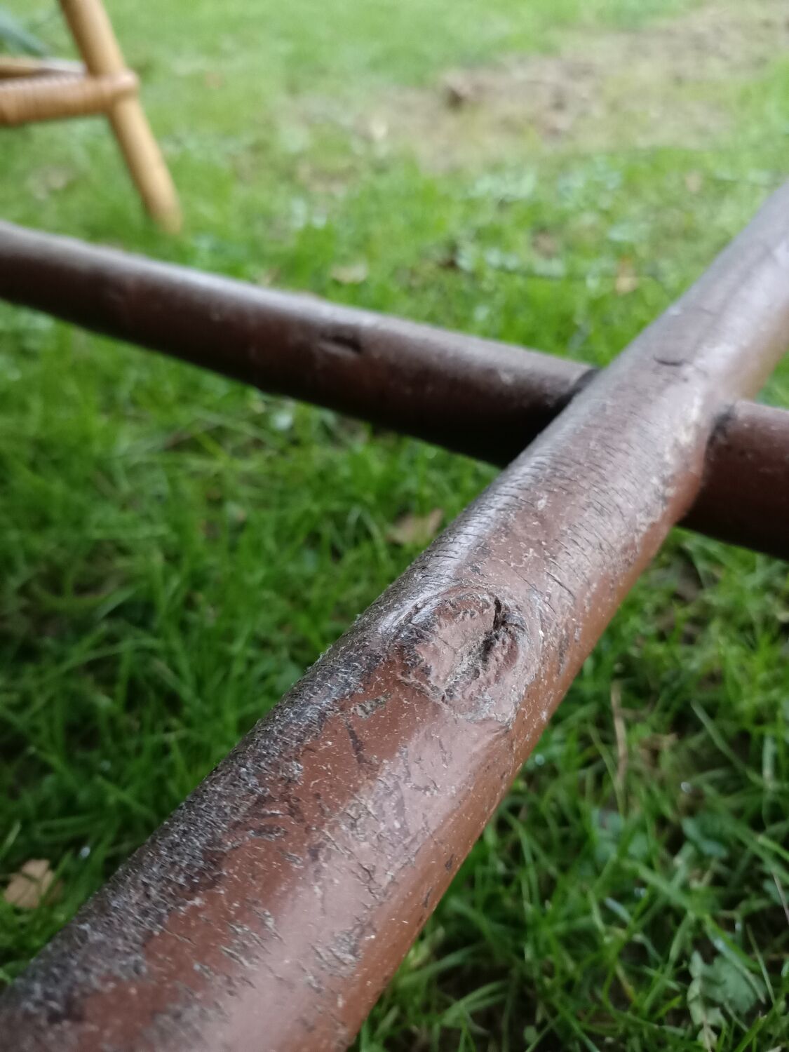 Wooden and rattan dining table