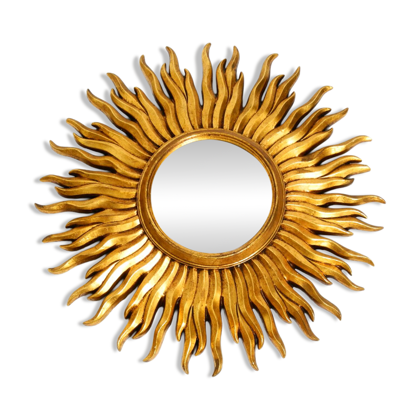 Mid Century Sunburst Kovex wall mirror made of wood and resin - gold plated