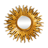 Mid Century Sunburst Kovex wall mirror made of wood and resin - gold plated