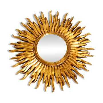 Mid Century Sunburst Kovex wall mirror made of wood and resin - gold plated
