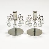 Pair of candlesticks "Lights of Vienna" J.L. Lobmeyr, faceted Swarovski crystals