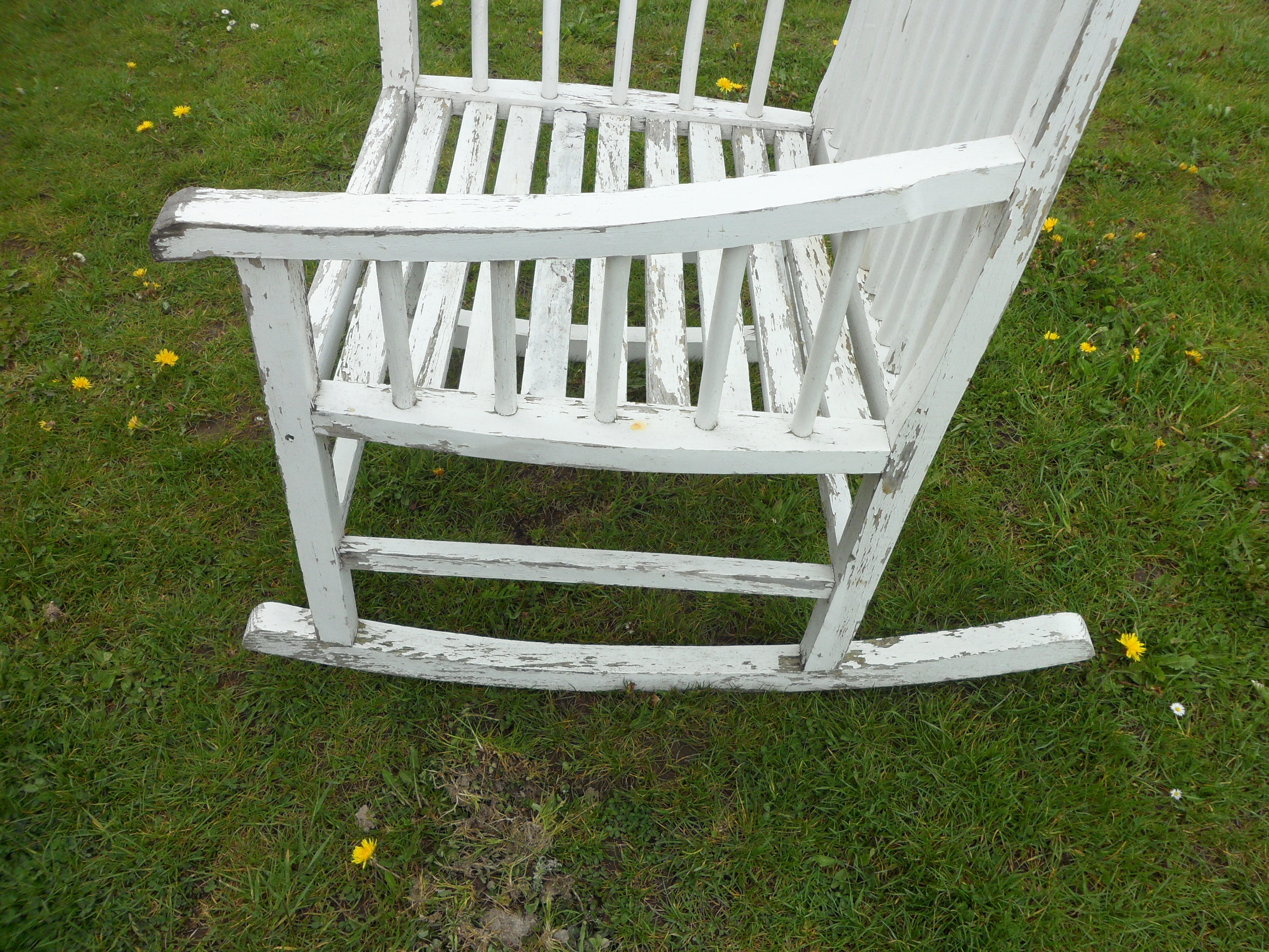 Rocking chair white wood outside or inside