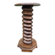 Antique carved solid oak pedestal, octagonal top and turned column.