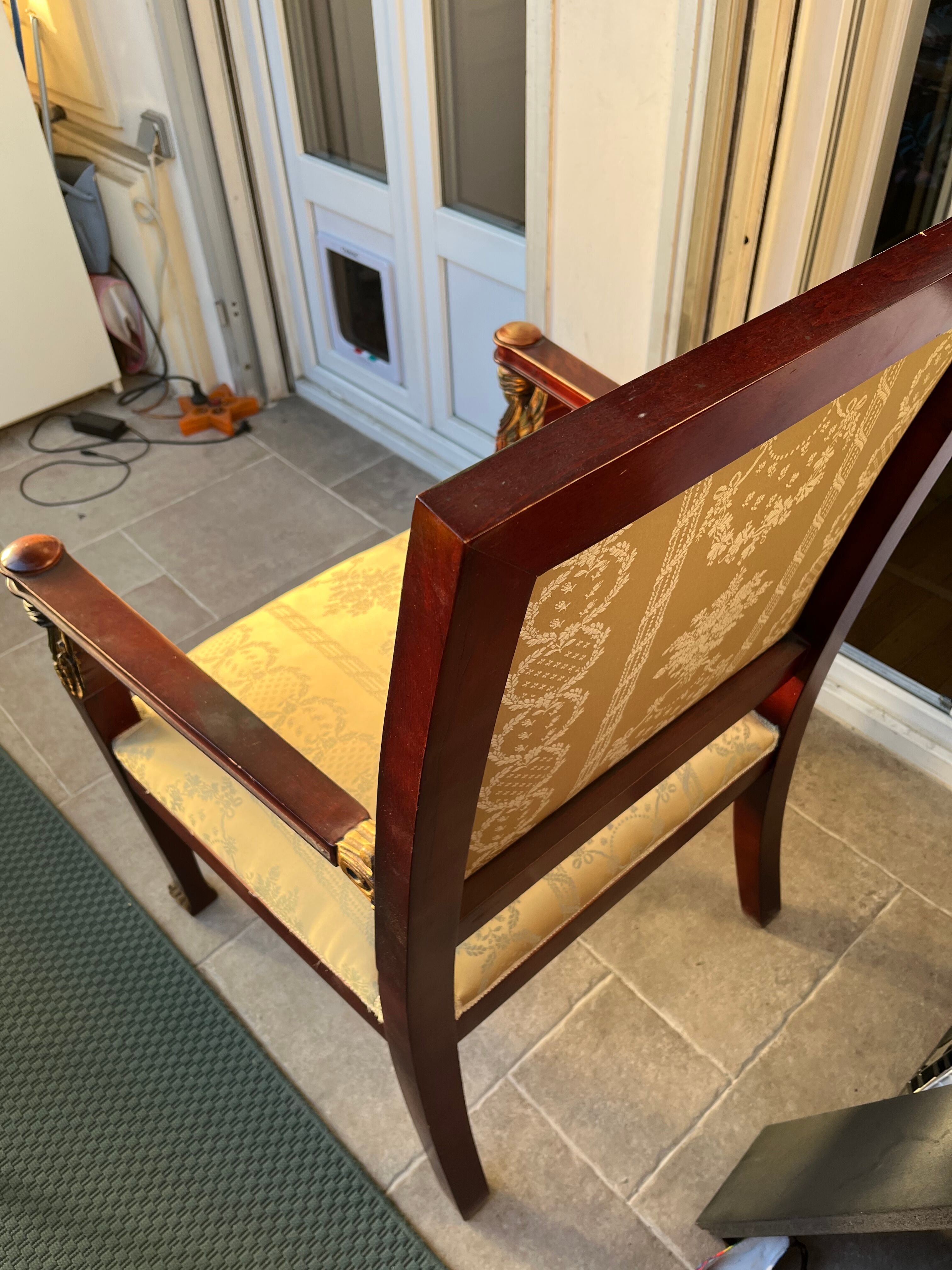 Armchair empire golden satin fabric