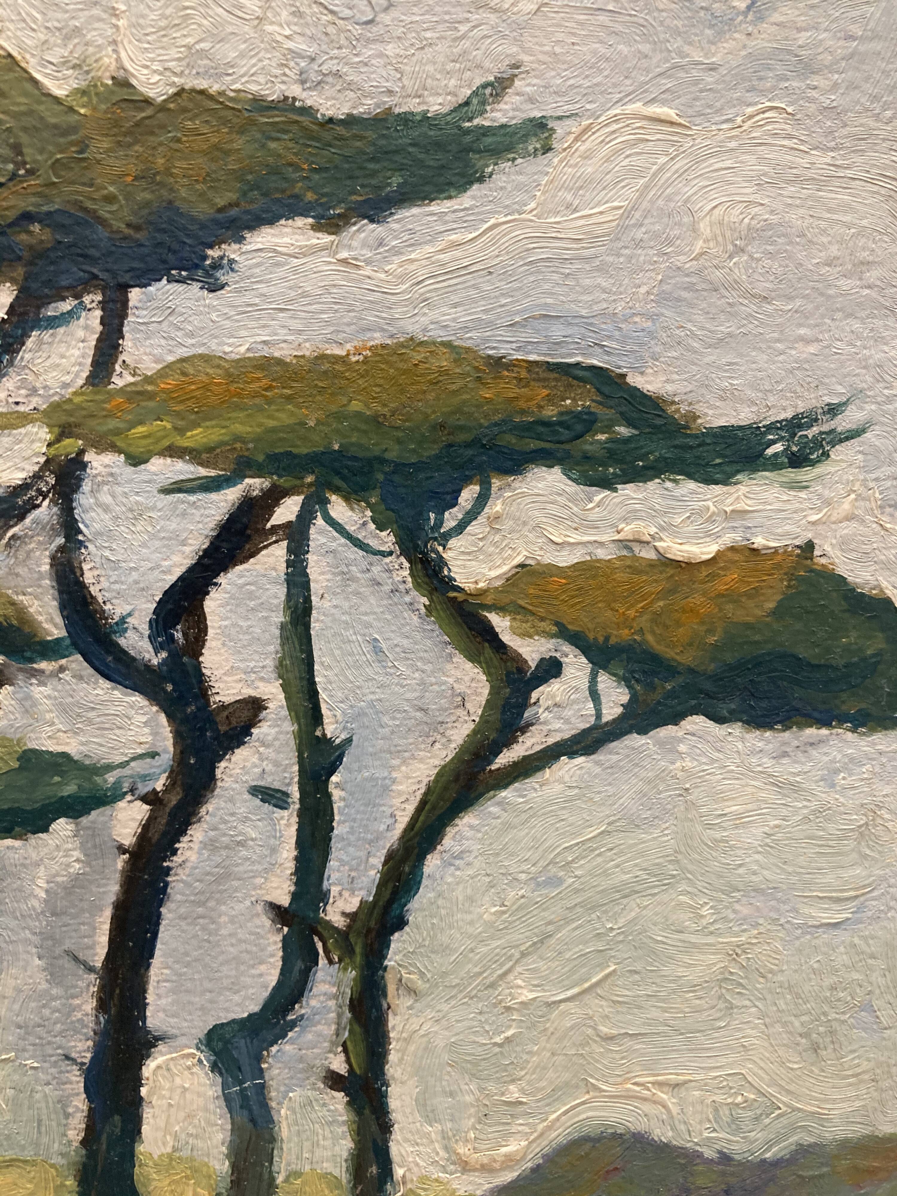 Pine painting and vintage river