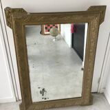 Grand miroir à poser ou trumeau cadre doré bois et stuc - fin XIXe ou début XXe