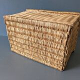Panier à provisions vintage en osier tressé H28cm