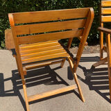 Pair of vintage wooden folding armchairs