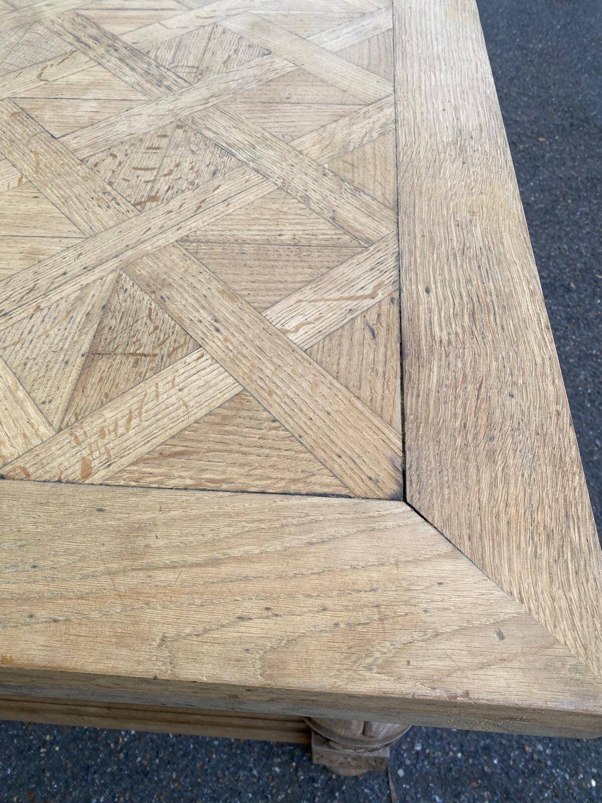 Art Deco monastery dining table, extendable, stripped in solid oak 230.
