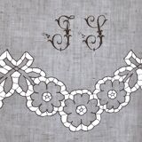 thread sheet 2 people, monogrammed J.S, in Embroidery Richelieu