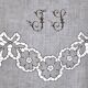 thread sheet 2 people, monogrammed J.S, in Embroidery Richelieu