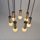 Vintage suspension lamp in chrome metal and glass 1970
