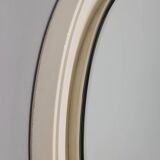 VINTAGE ROUND WALL MIRROR FROM THE 1970S IN WHITE WOOD, ITALIAN DESIGN
