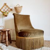 Bronze green velvet toad armchair