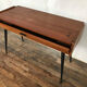 Bureau tricoteuse en teck vintage pieds compas fuseaux noir 1950 1960 style scandinave