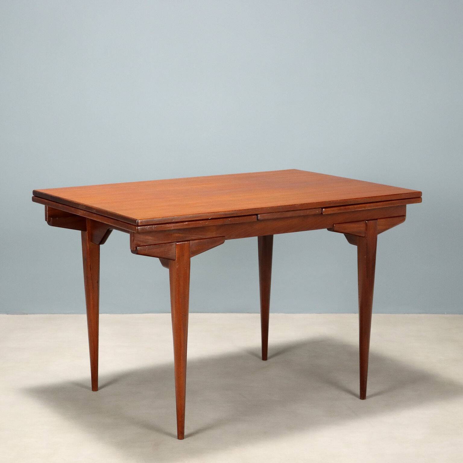 Vintage teak veneer table, Italian design from the 1960s, original
