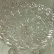 Crystal cut bowl on a fish head foot, late 19th century.