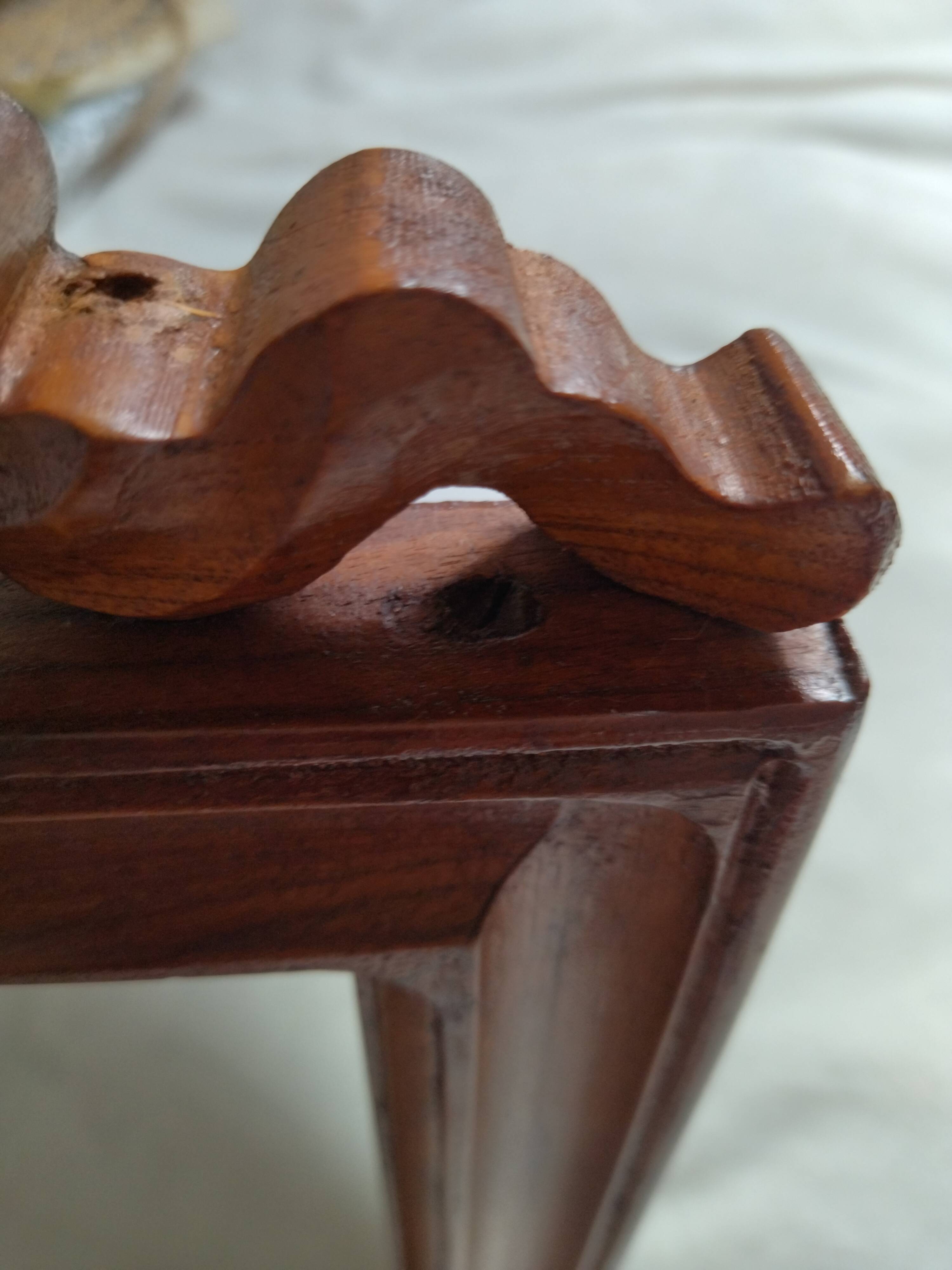 Wooden hanging mirror with vintage carved knot