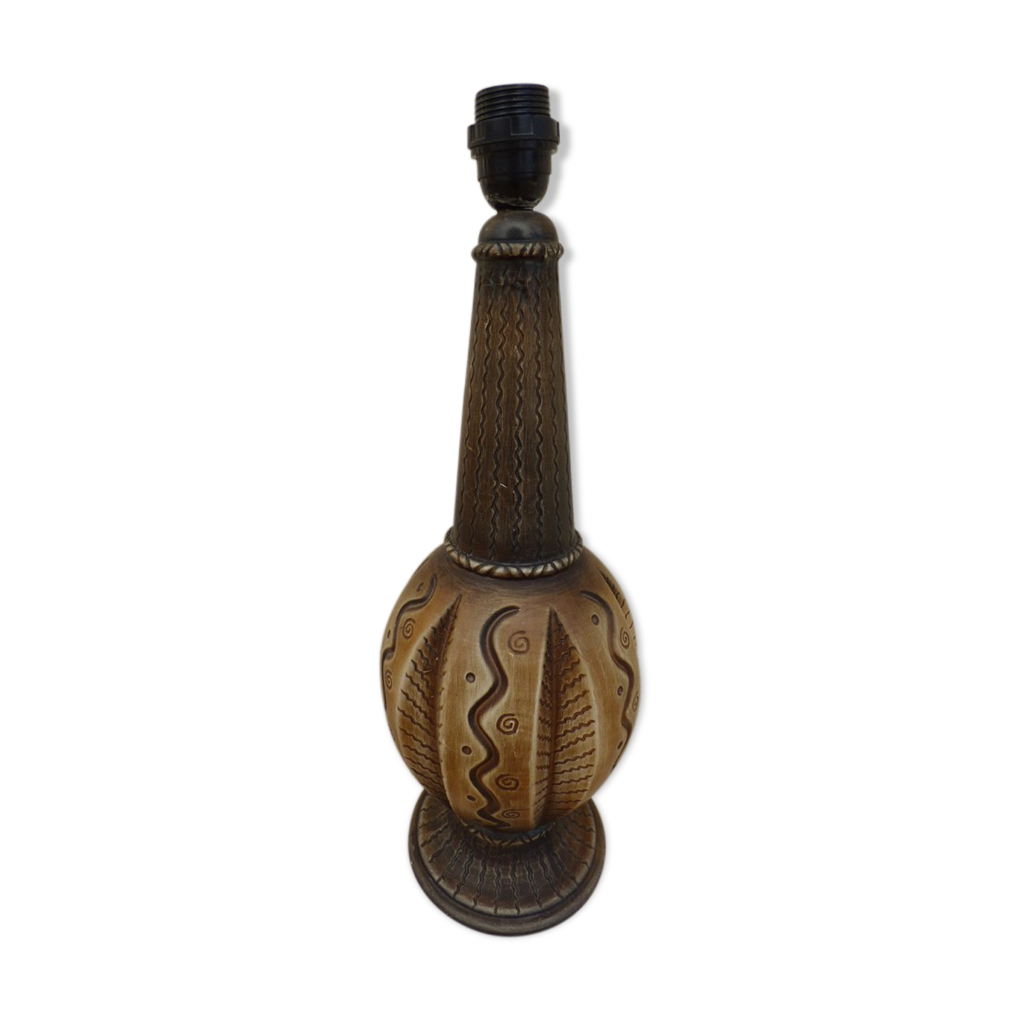Large African Style Ceramic Lamp Stand