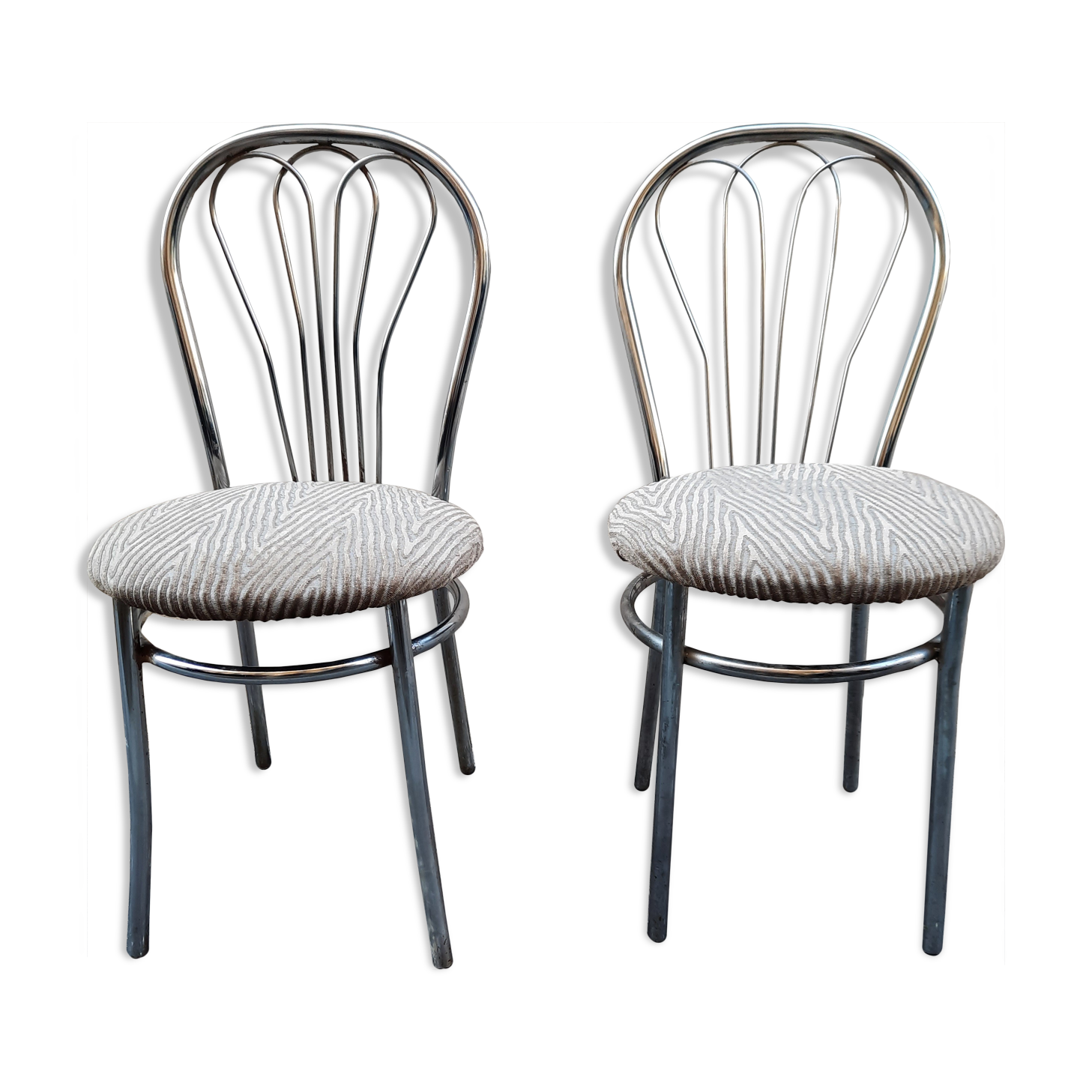Pair of tubular metal bistro chairs