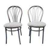 Pair of tubular metal bistro chairs
