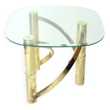 Swirl Coffee Table In Brass & Glass, Italy 1970s