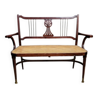 Banquette Thonet, d'àprès Otto Wagner, en bois courbé modèle Art Nouveau