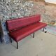1960s double bistro bench in buttoned burgundy red skai