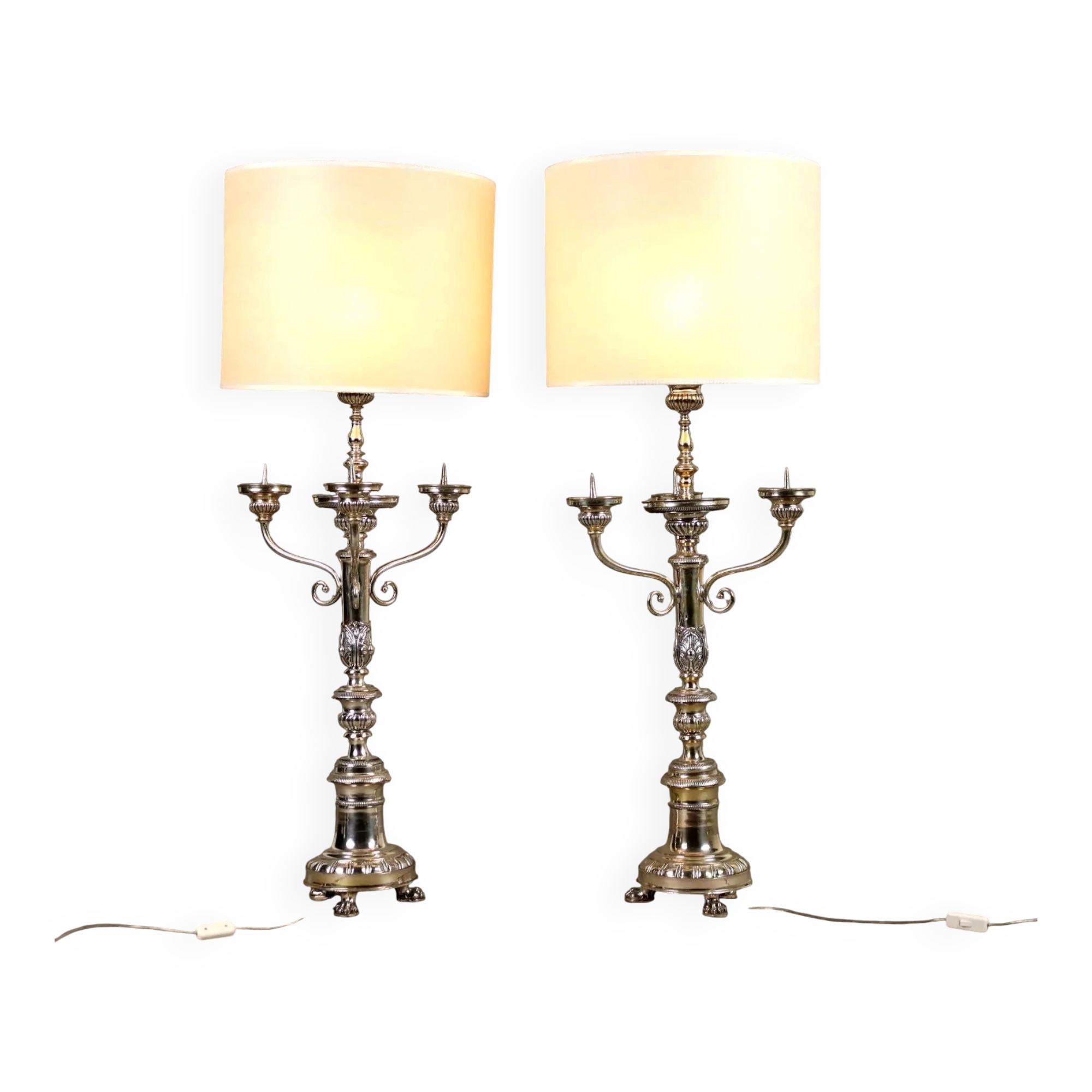 Pair of antique silver-plated candelabra, Italy, 20th century