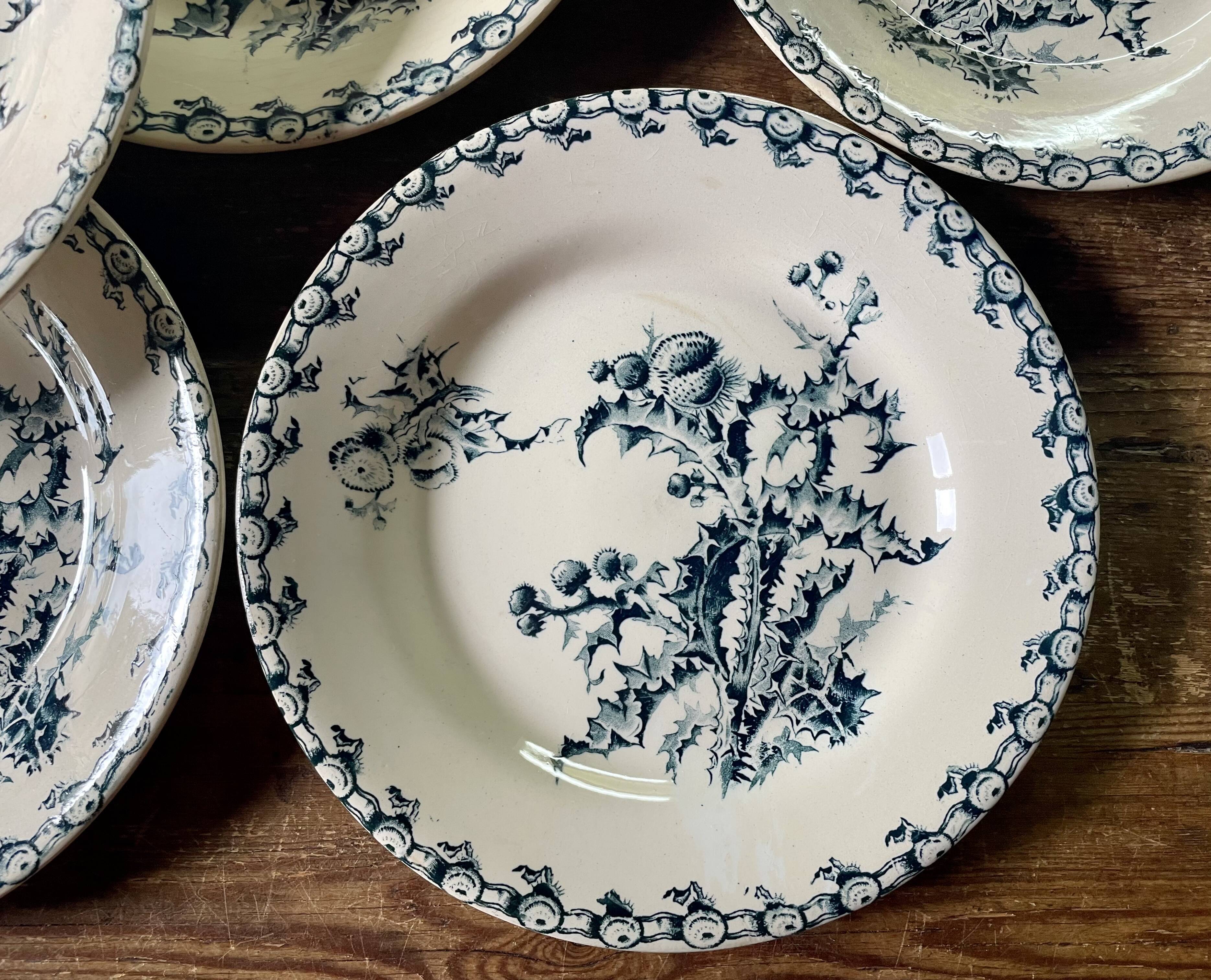 10 plates thistles Gien