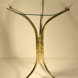 Tripod stand in gold metal and glass